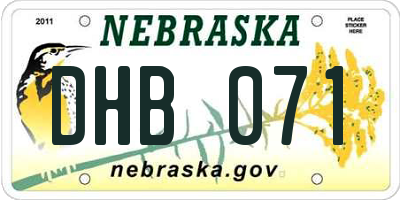 NE license plate DHB071