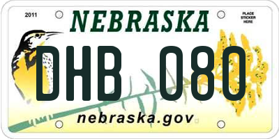 NE license plate DHB080