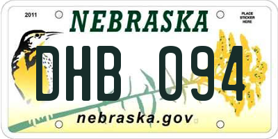 NE license plate DHB094