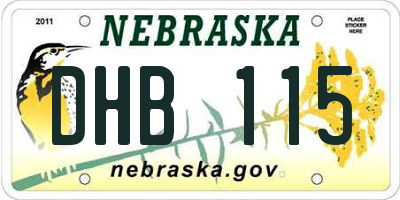 NE license plate DHB115