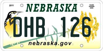 NE license plate DHB126