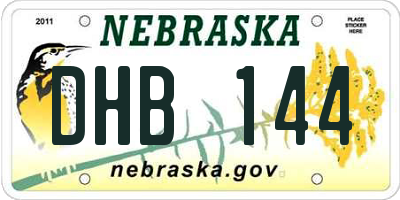 NE license plate DHB144