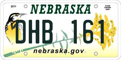 NE license plate DHB161