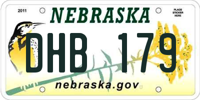 NE license plate DHB179
