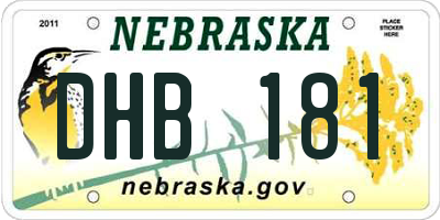NE license plate DHB181