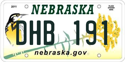 NE license plate DHB191