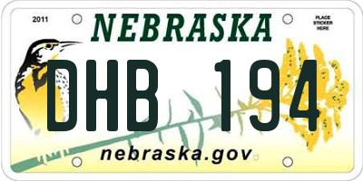 NE license plate DHB194