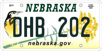 NE license plate DHB202