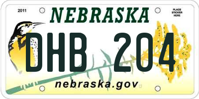NE license plate DHB204
