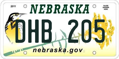 NE license plate DHB205