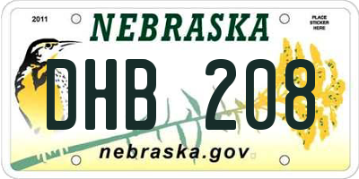 NE license plate DHB208