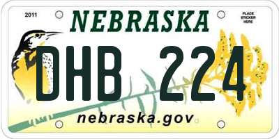 NE license plate DHB224