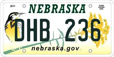 NE license plate DHB236
