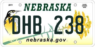 NE license plate DHB238