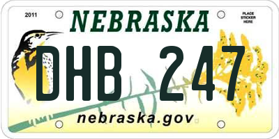NE license plate DHB247