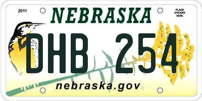 NE license plate DHB254