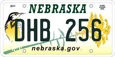 NE license plate DHB256