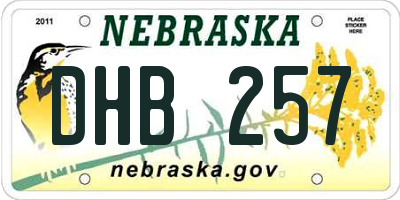 NE license plate DHB257
