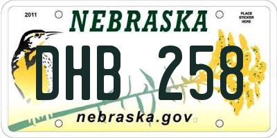NE license plate DHB258