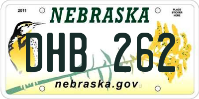 NE license plate DHB262