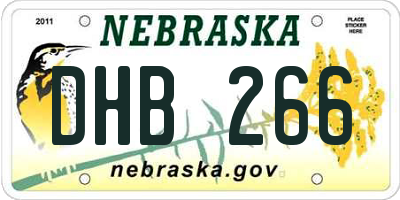 NE license plate DHB266