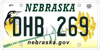 NE license plate DHB269