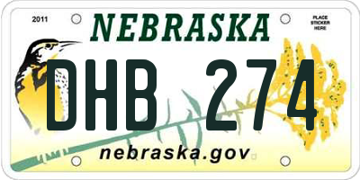 NE license plate DHB274