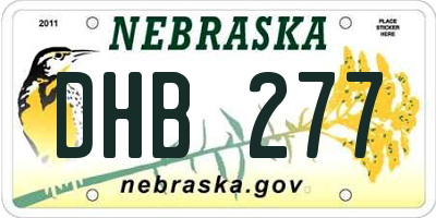 NE license plate DHB277