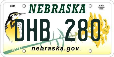 NE license plate DHB280