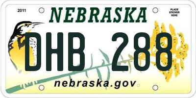 NE license plate DHB288