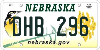 NE license plate DHB296