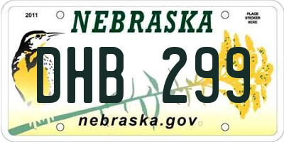 NE license plate DHB299