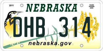 NE license plate DHB314