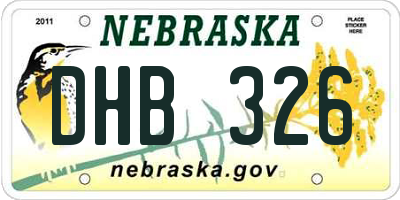 NE license plate DHB326