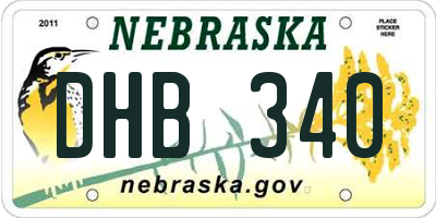 NE license plate DHB340