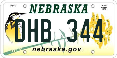 NE license plate DHB344