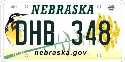 NE license plate DHB348