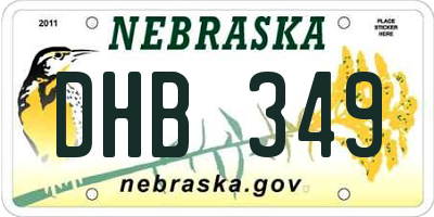 NE license plate DHB349