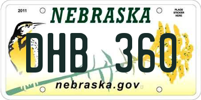 NE license plate DHB360