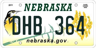 NE license plate DHB364