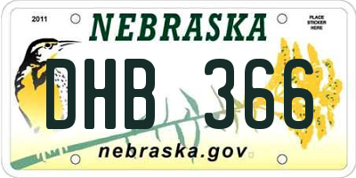 NE license plate DHB366