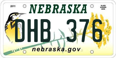 NE license plate DHB376