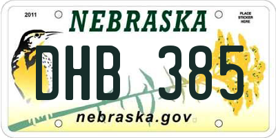 NE license plate DHB385