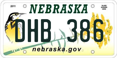 NE license plate DHB386
