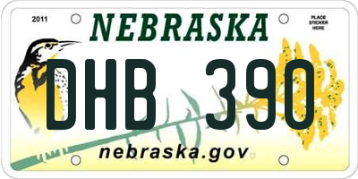NE license plate DHB390
