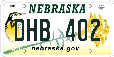 NE license plate DHB402