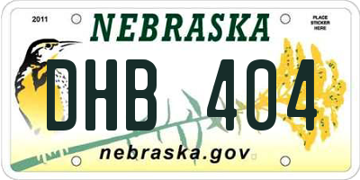 NE license plate DHB404