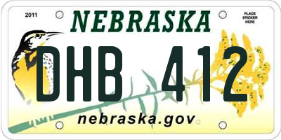 NE license plate DHB412