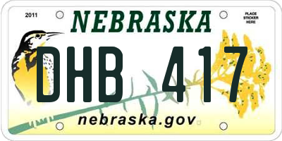 NE license plate DHB417