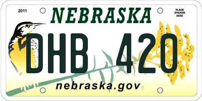 NE license plate DHB420